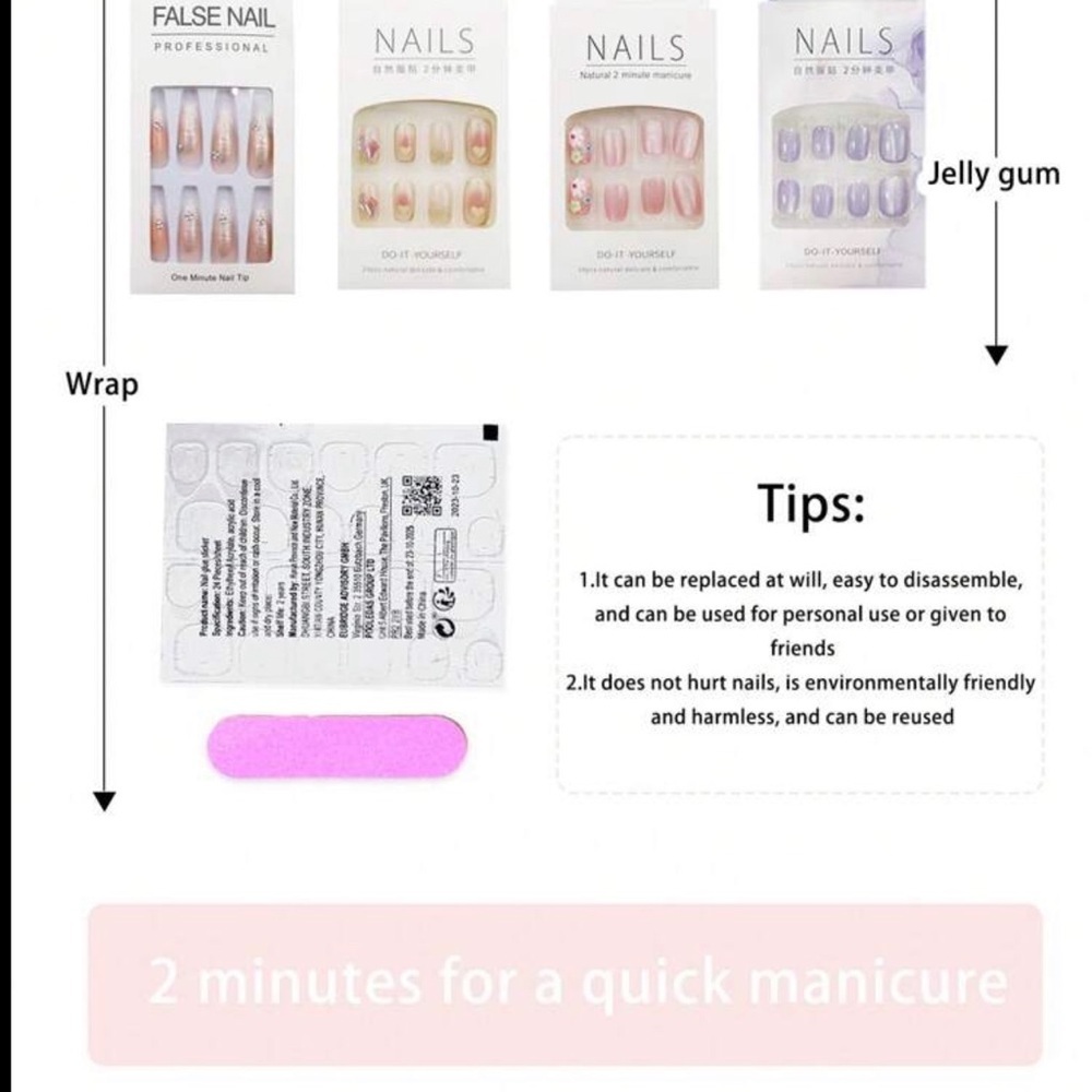 Resort Almond Floral Blue Press-On Nails 24 Set - Picture 9 of 11